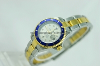 Rolex Submariner Two Tone Case Grey Dial Blue Bezel For Women