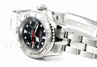 Rolex Yacht-Master Silver Case Black Dial And Band For Women