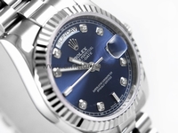 Rolex Day-Date Silver Case Blue Dial For Men