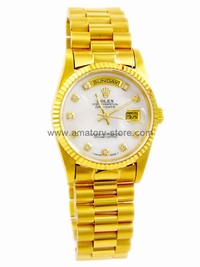 Rolex Day-Date Gold Case Mother Of Pearl White Dial For Men