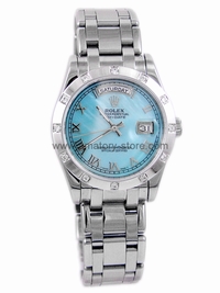 Rolex Day-Date Silver Case Blue Dial For Men