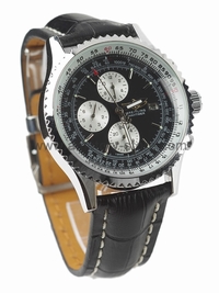 Breitling Navitimer Silver Case Black Dial For Men