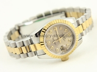 Rolex Date-Just Two Tone Case Champagne Dial For Women