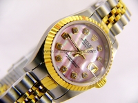 Rolex Date-Just Silver Case Silver Mother Of Pearl Pink Dial For Women