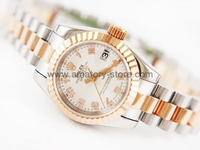 Rolex Date-Just Two Tone Case Pearl Gold For Women