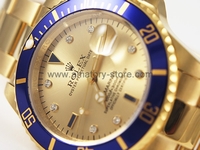 Rolex Submariner Gold Case Gold Dial Blue Bezel For Men