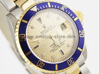 Rolex Submariner Two Tone Case Champagne Dial Blue Bezel For Men