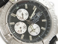 Breitling Certifie Silver Case Black Dial For Men