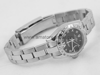 Rolex Date-Just Silver Case Black Dial For Women