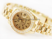 Rolex Date-Just Gold Case Gold Dial For Women