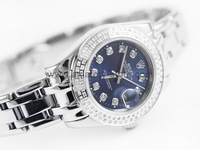 Rolex Date-Just Silver Case Blue Dial For Women