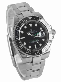 Rolex GMT Master II Ceramic Bezel Silver Case Black Dial For Men