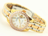 Rolex Date-Just Three Tone Case White Dial For Women