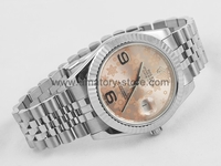 Rolex Date-Just Silver Case Pink Flower Dial For Men