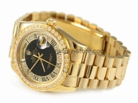 Rolex Day-Date Gold Case Black-Diamonds Dial For Men