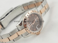 Rolex Date-Just Two Tone Case Brown Dial For Women