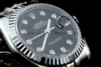 Rolex Date-Just Silver Case Black Dial For Men