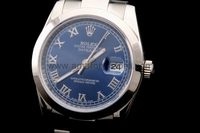 Rolex Date-Just Silver Case Blue Dial For Men