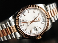 Rolex Day-Date Silver Case White Dial For Men