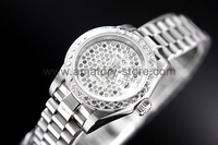 Rolex Date-Just Silver Case Diamonds Dial For Women