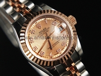 Rolex Date-Just Silver Case Gold Dial For Women