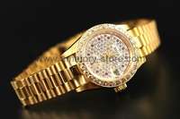 Rolex Date-Just Gold Case Diamonds Dial For Women