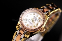 Rolex Date-Just Three Tone Case White Dial For Women