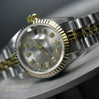 Rolex Date-Just Silver Case Silver Dial For Women