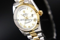 Rolex Day-Date Silver Case Gold Dial For Men