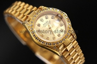 Rolex Date-Just Gold Case Gold Dial For Women