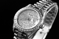 Rolex Date-Just Silver Case Diamonds Dial For Women