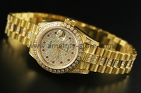 Rolex Date-Just Gold Case Diamonds Dial For Women