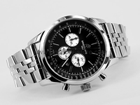 Breitling Transocean Silver Case Black Dial For Men