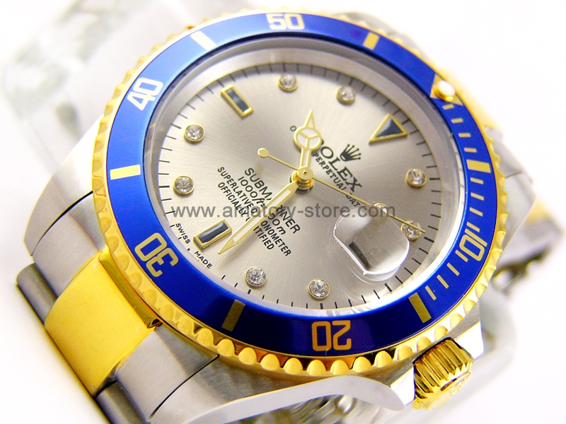 Rolex Submariner Two Tone Case Champagne Dial Blue Bezel For Men