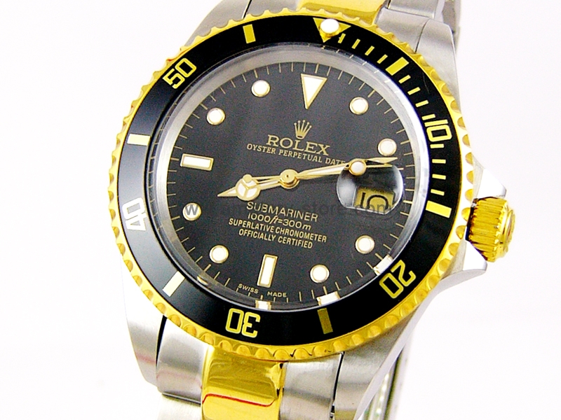 Rolex Submariner Two Tone Case Black Dial Black Bezel For Men