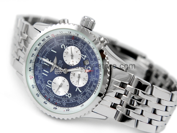 Breitling Navitimer Chronometre Silver Case Blue Dial For Men