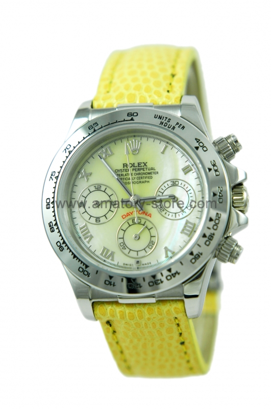 Rolex Daytona Silver Case Yellow Dial For Women