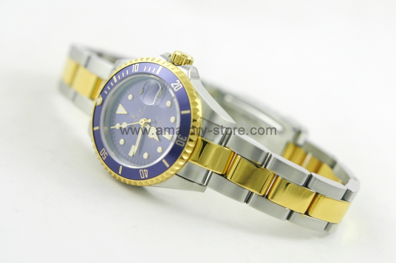 Rolex Submariner Two Tone Case Blue Dial Blue Bezel For Women