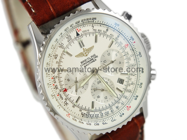 Breitling Navitimer Chronometre Silver Case White Dial For Men