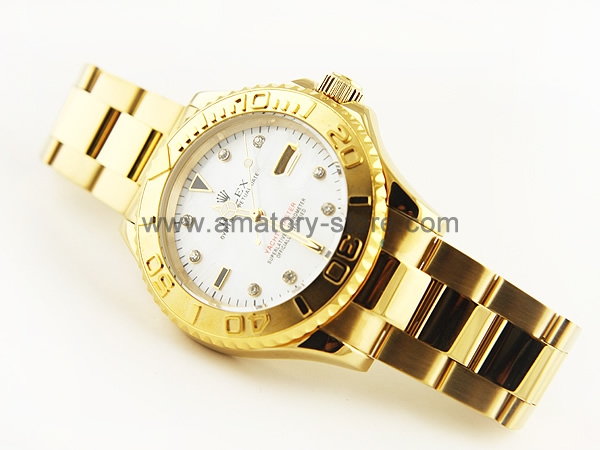 Rolex Yacht-Master Gold Case White Mother Of Pearl Dial For Men