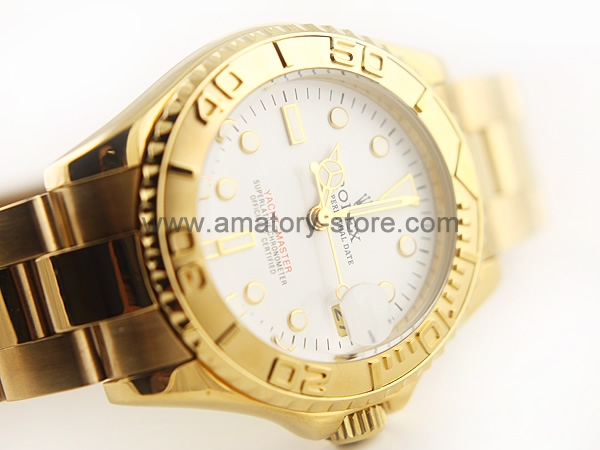 Rolex Yacht-Master Gold Case Pearl Dial For Women