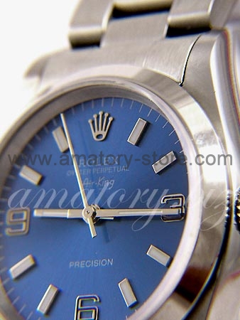 Rolex Air-King Silver Case Blue Dial For Men