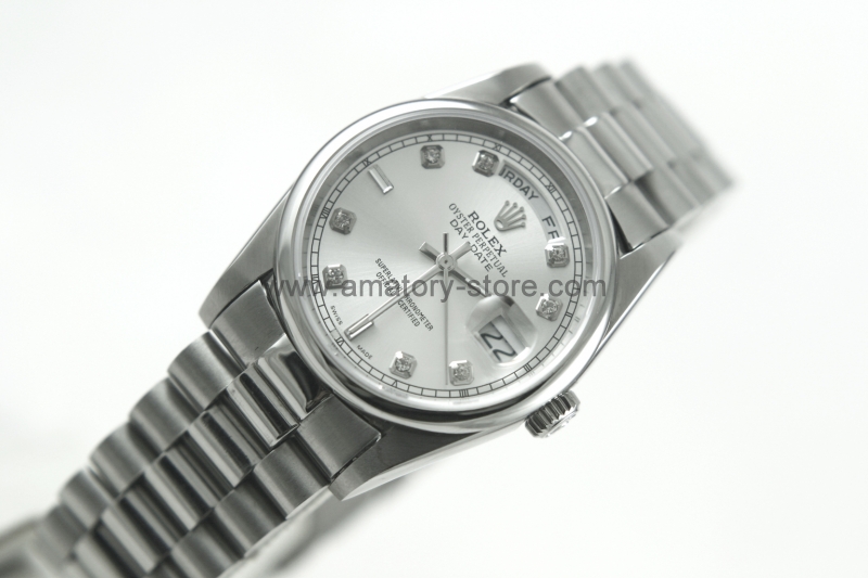 Rolex Day-Date Silver Case Silver Dial For Men