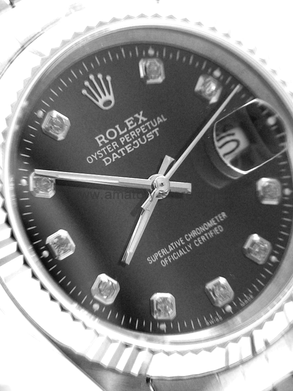 Rolex Date-Just Silver Case Black Dial For Men