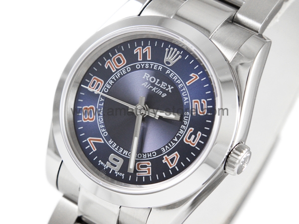 Rolex Air-King Silver Case Dark-Blue Dial For Men