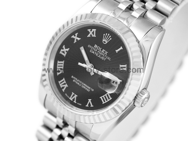 Rolex Date-Just Silver case Black Dial For Men