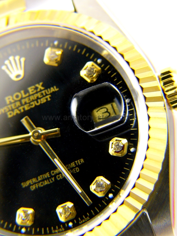 Rolex Date-Just Two Tone Case Black Dial For Men