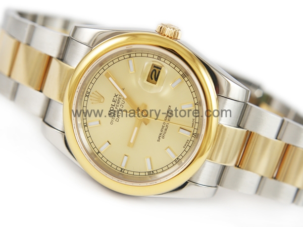 Rolex Date-Just Two Tone Case Gold Dial For Men