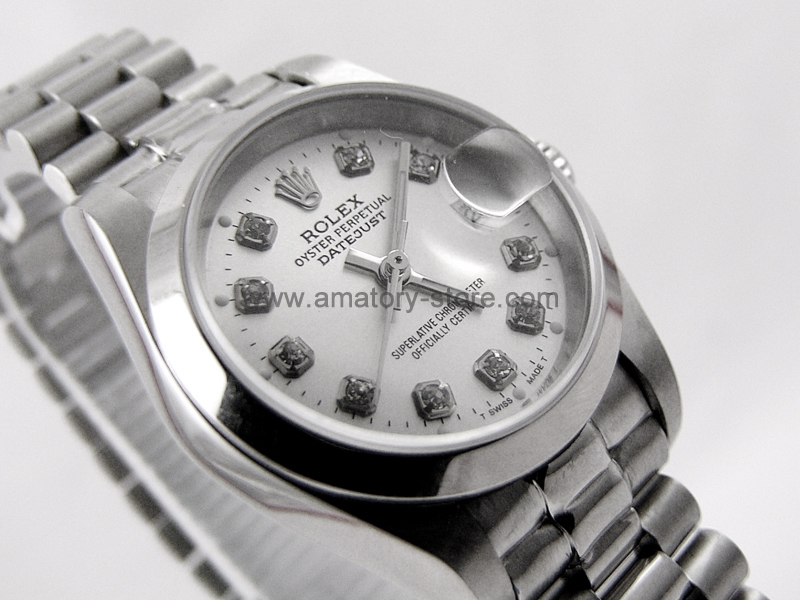 Rolex Date-Just Silver Case Silver Dial For Women