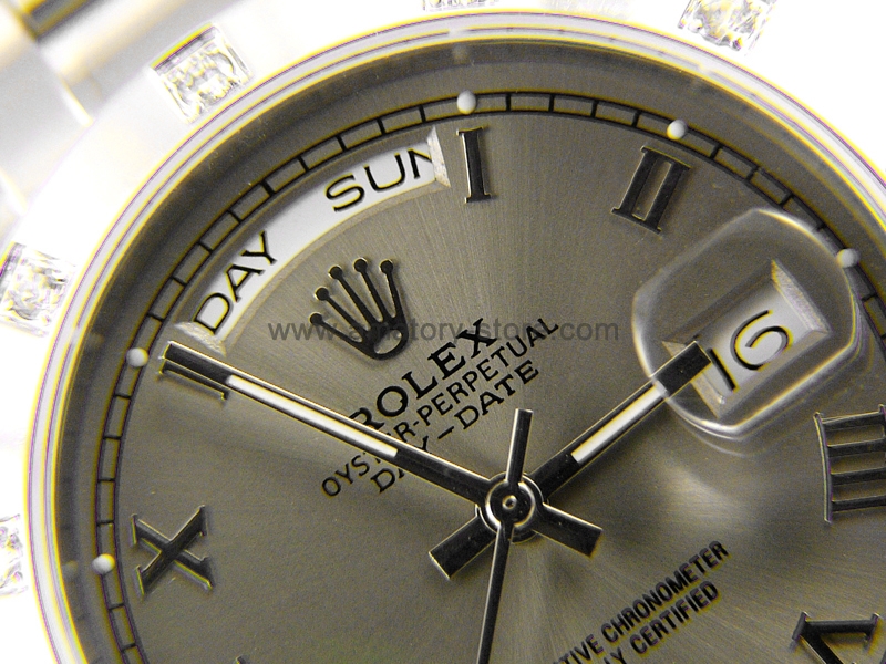 Rolex Day-Date Silver Case Tan Dial For Men